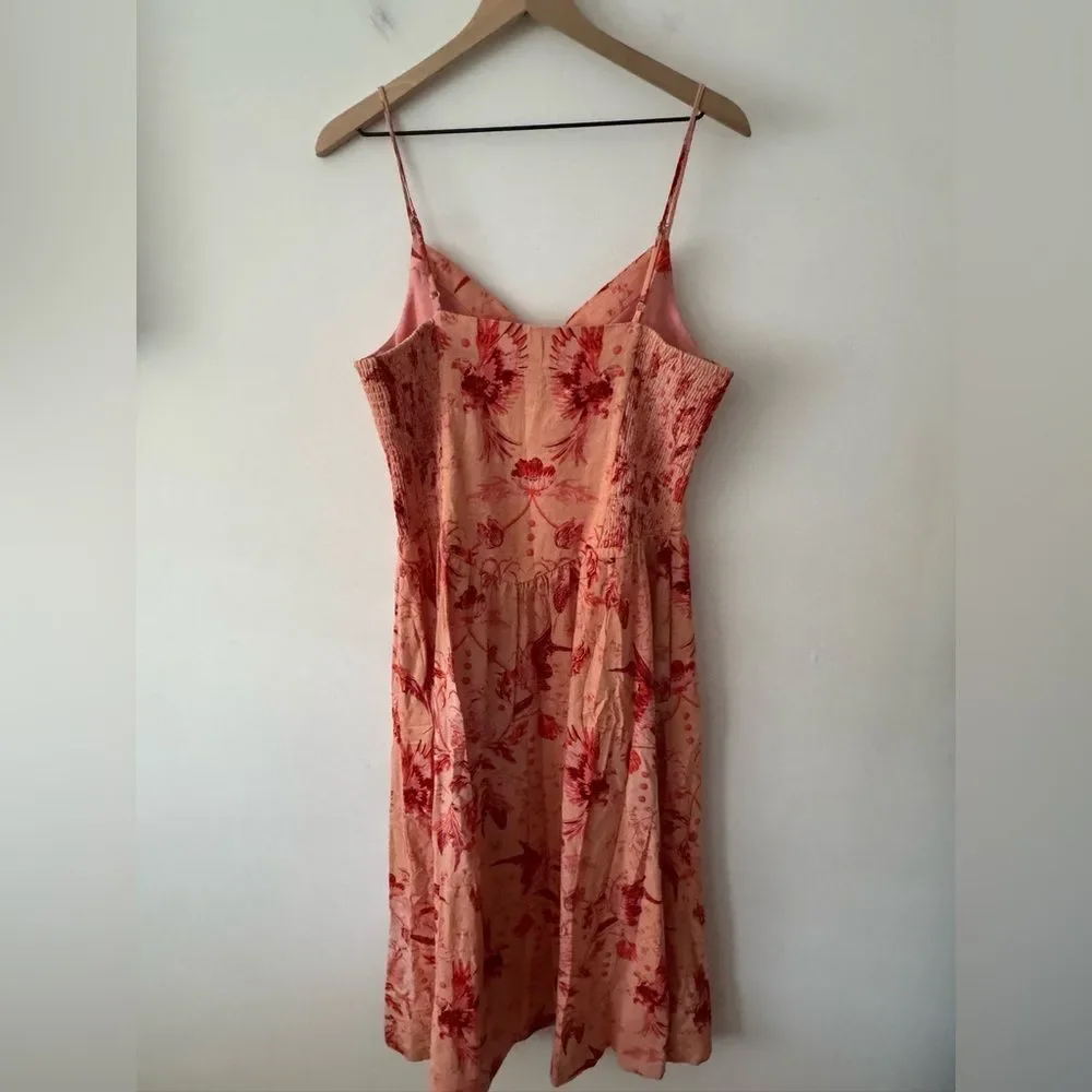 House of Harlow Linen Blend Tropical Floral Midi Dress Large